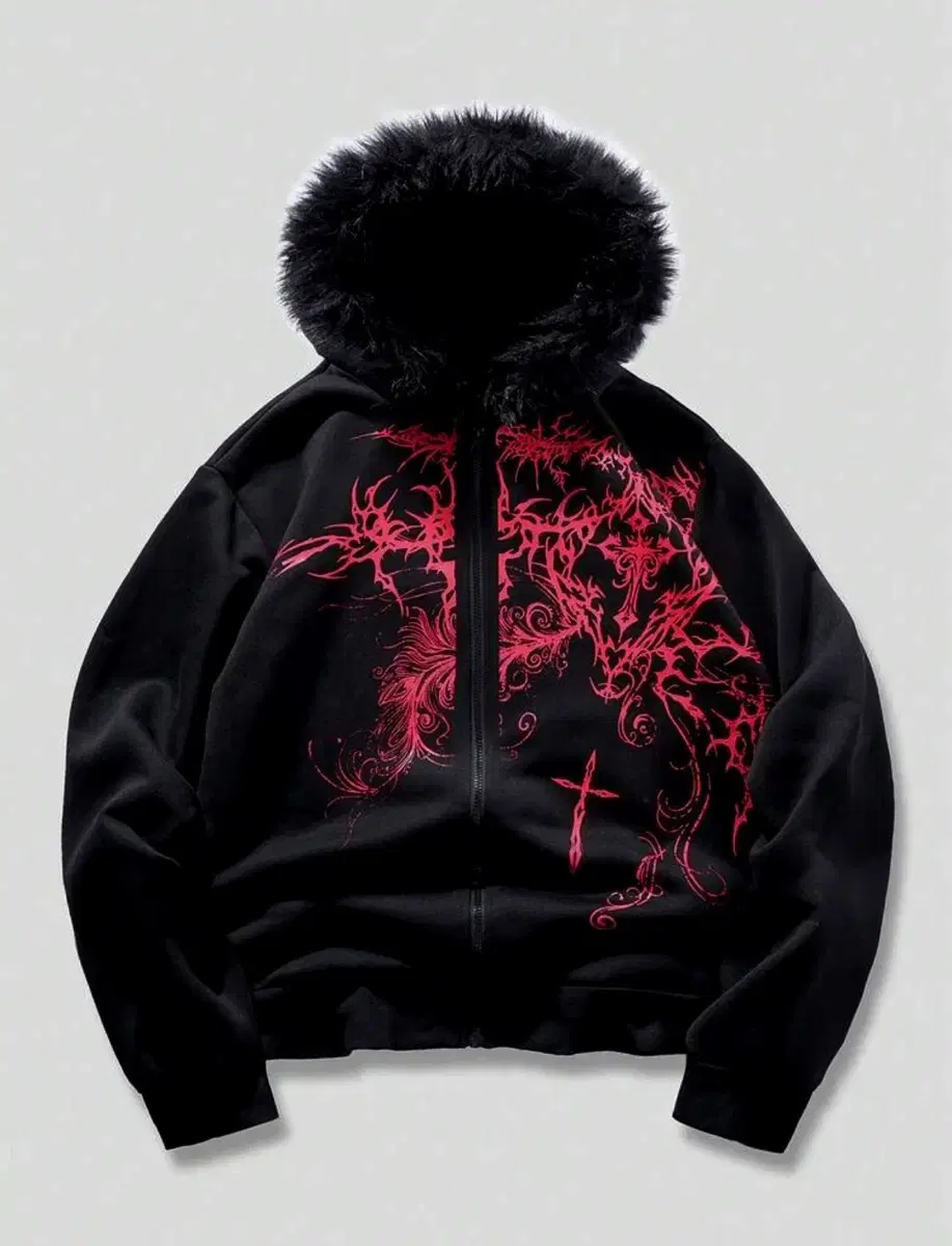 BASTARD Punk Print Patch Washed Hoodie Zip-Up | Bunjang Global